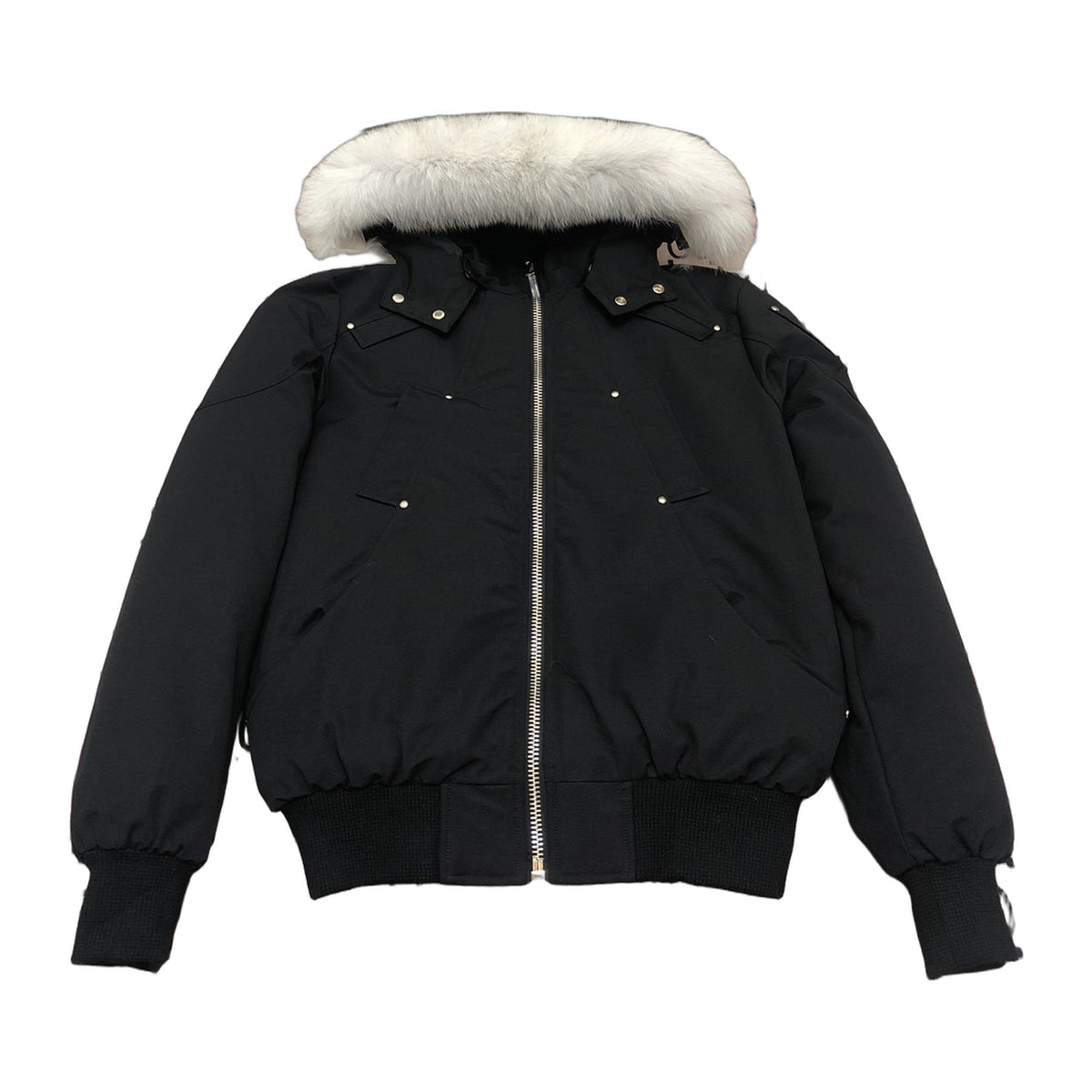Moose Knuckles Men's Ballistic Shearling-Trim Bomber – Black