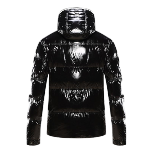 Moncler Contrast-Trim Glossy Hooded Puffer Jacket