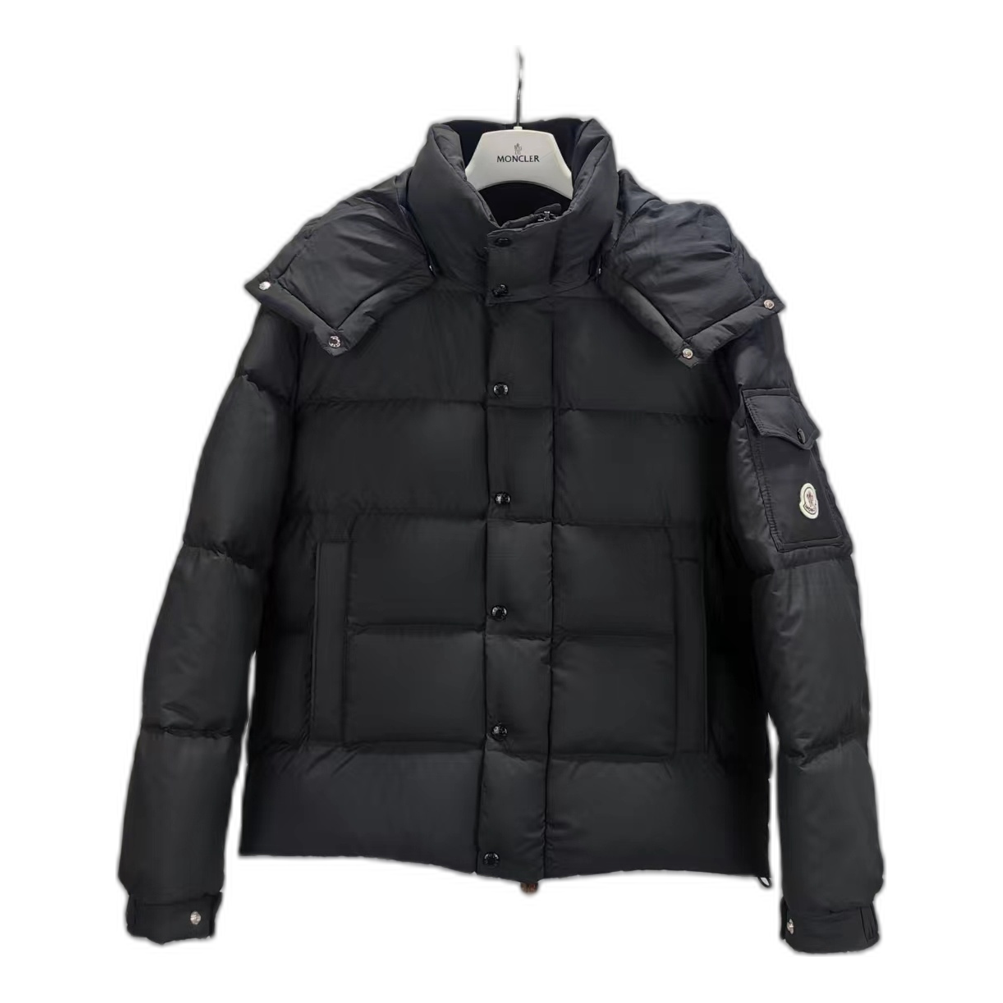 Moncler Maya Matte Hooded Puffer Jacket in Black
