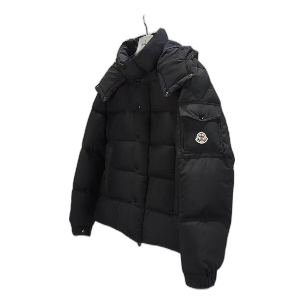Moncler Maya Matte Hooded Puffer Jacket in Black