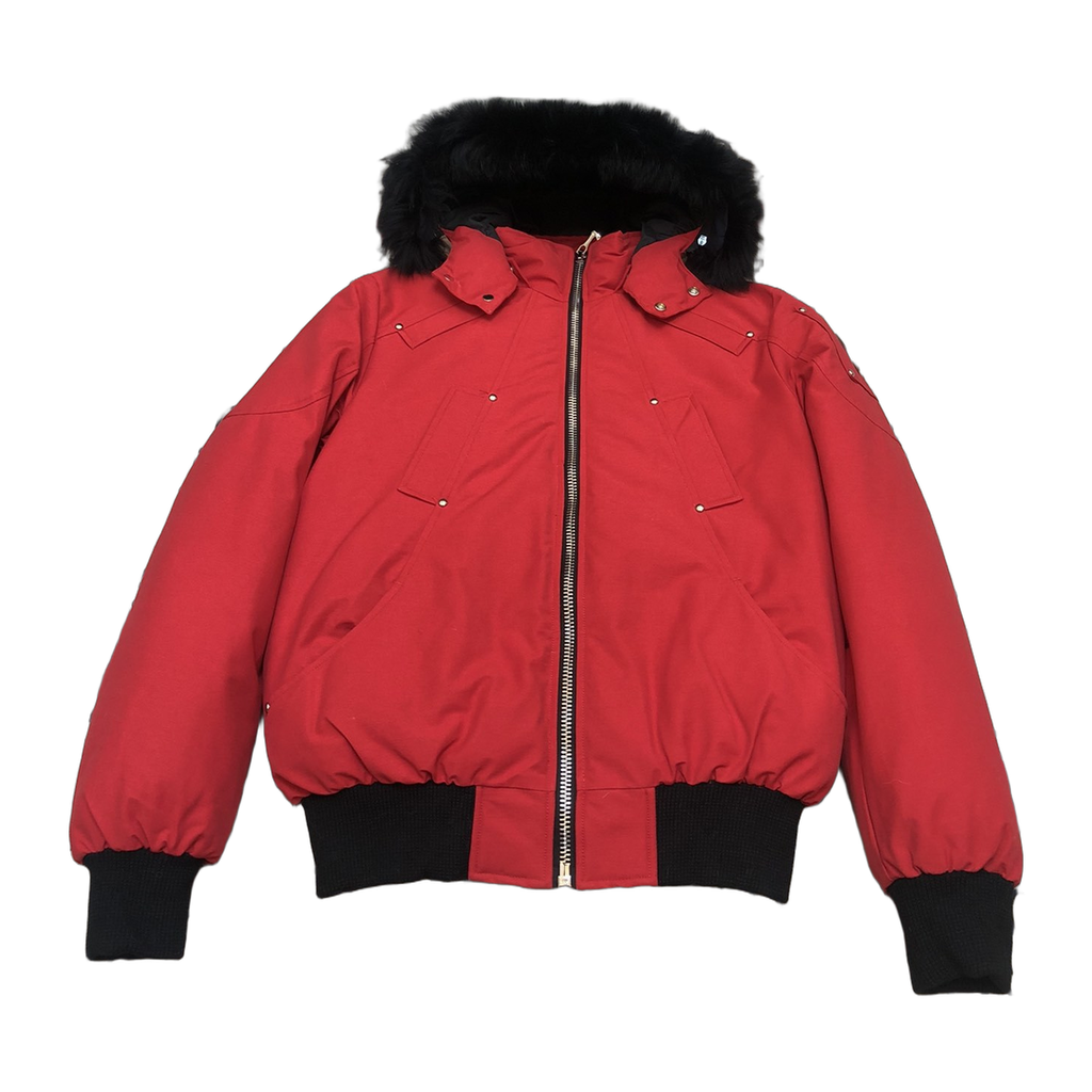 Moose Knuckles Men's Ballistic Shearling-Trim Bomber – Black