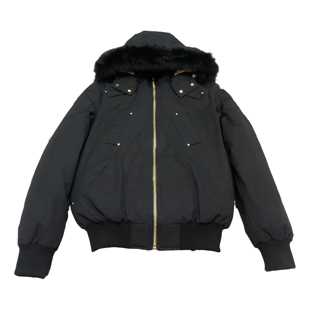 Moose Knuckles Gold Ballistic Fur-Trim Bomber – Black