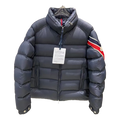 Moncler Tricolour Sleeve-Band Stand-Collar Puffer Jacket – Navy